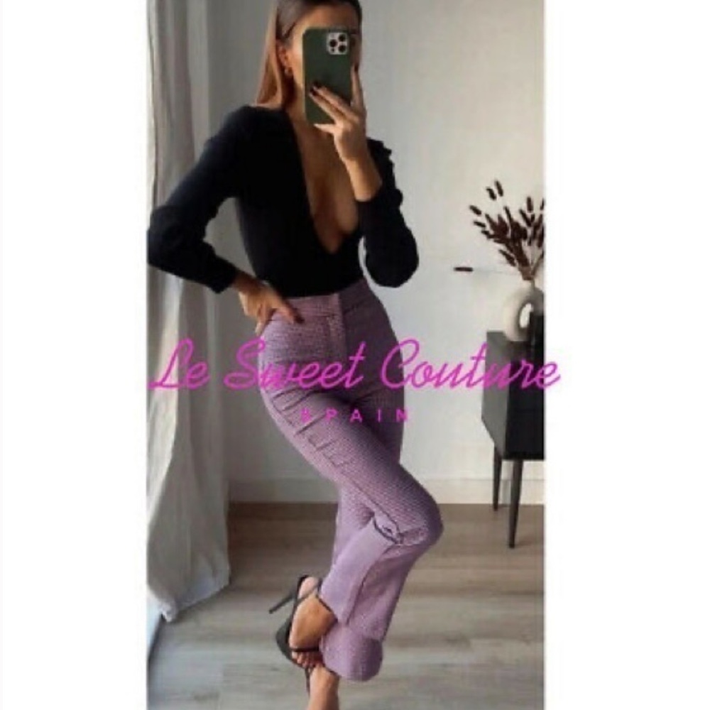 Zara HOUNDSTOOTH FLARED MINI TROUSERS